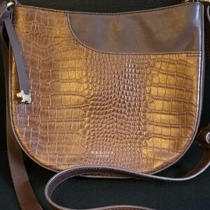 RADLEY LONDON Brown Crossbody Bag with Crocodile Embossed Texture
